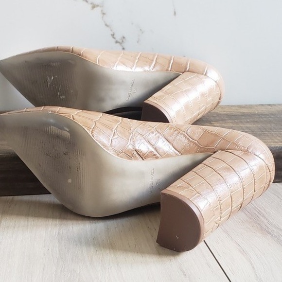 Steve Madden Prance Heels Womens 7.5 Tan Croc Embossed Leather Pointed Toe - Picture 7 of 9